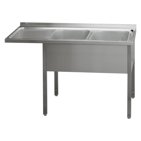 Spültisch 190 -x70x90 - 2x Spülbecken 40x50x30 Abtropffläche links | REDFOX - MSDOL/M 7019