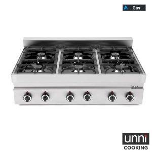 Gastro Gaskochfeld G65C6B 6-flammig für Gewerbeküche - InGastro Equipment