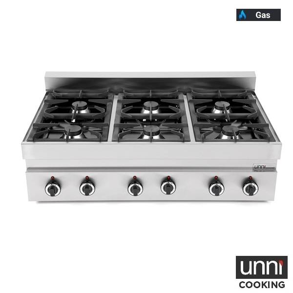 Gastro Gaskochfeld G65C6B 6-flammig für Gewerbeküche - InGastro Equipment