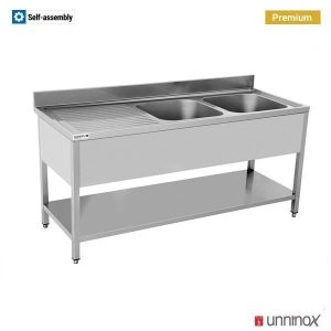 Spüle + Unterregal - PREMIUM
2 SCHÜSSELN
160x70xH85cm – 2 Waschbecken rechts