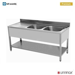 Spüle + Unterregal - PREMIUM
2 SCHÜSSELN
180x70xH85cm – 2 Waschbecken rechts