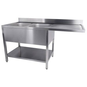 Edelstahl Spültisch 2 Becken links für Gastronomie - InGastro Equipment
