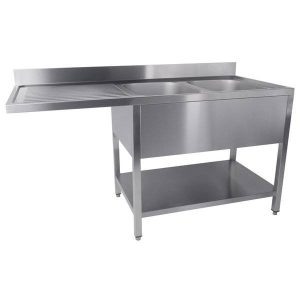 Edelstahl Spültisch 2 Becken rechts für Gastronomie - InGastro Equipment