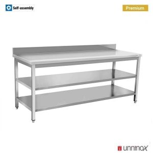 Edelstahl Arbeitstisch mit Aufkantung Premium Doppel für Gastronomie - InGastro Equipment