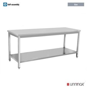 Edelstahl Arbeitstisch ohne Aufkantung Doppel für Gastronomie - InGastro Equipment
