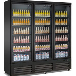 Tiefkühlschrank mit 3 Glastüren Schwarz / 1500 Liter / 1880x705x2050mm